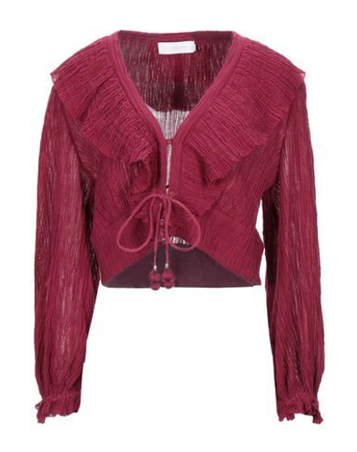 Shop Zimmermann Solid Color Shirts & Blouses In Maroon