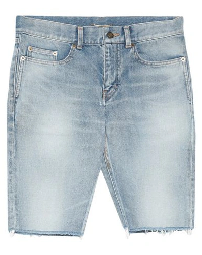 Shop Saint Laurent Woman Denim Shorts Blue Size 26 Cotton