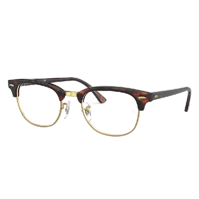 Ray Ban Clubmaster Optics Eyeglasses Mock Tortoise Frame Clear Lenses 51-21 In Mock Tortoise