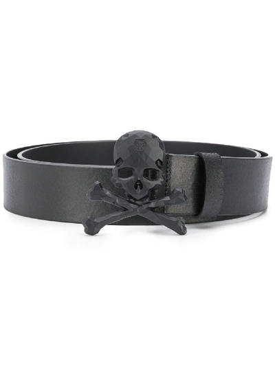 Shop Philipp Plein Skull-buckle Belt In Schwarz