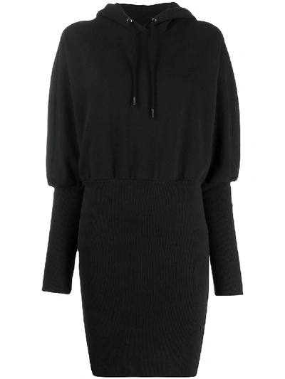 Shop Opening Ceremony Embroidered Logo Hooded Dress In Black