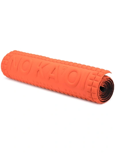 Shop No Ka'oi Debossed-logo Pebbled-effect Yoga Mat In Orange