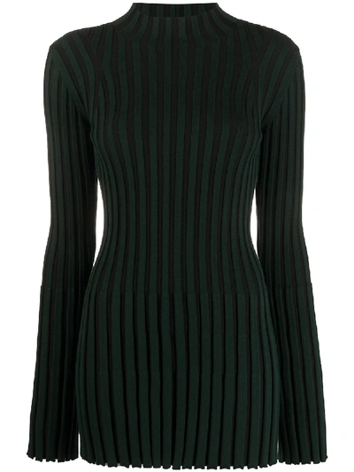 Shop Kenzo Ribbed High Neck Jumper In Green