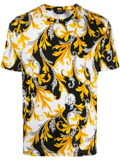 Shop Versace Acanthus-print T-shirt In Gold