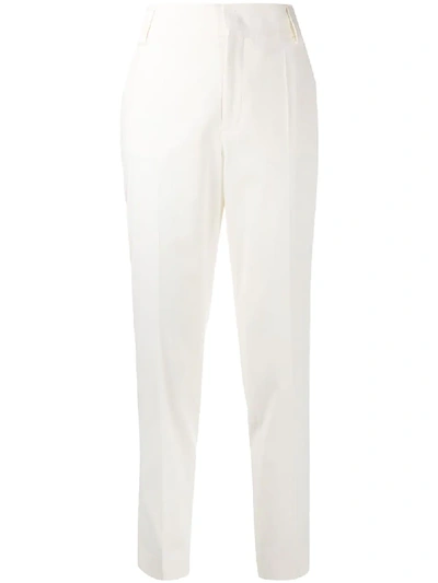 Shop Red Valentino Buckle-detail Slim-fit Trousers In White