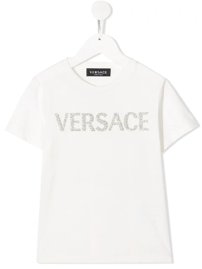 Shop Young Versace Branded T-shirt In White