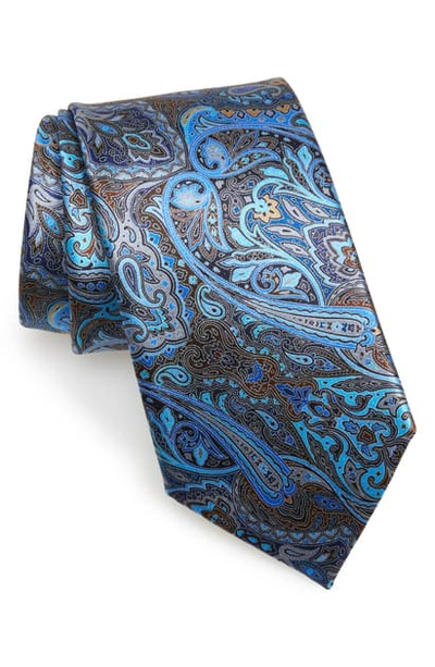 Shop Ermenegildo Zegna Paisley Silk Tie In Blue