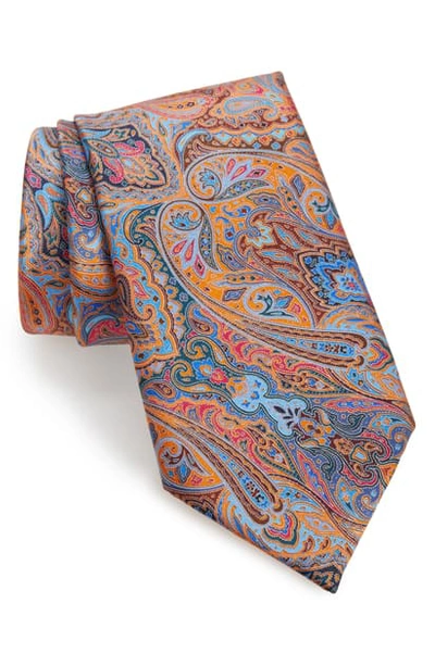 Shop Ermenegildo Zegna Paisley Silk Tie In Orange