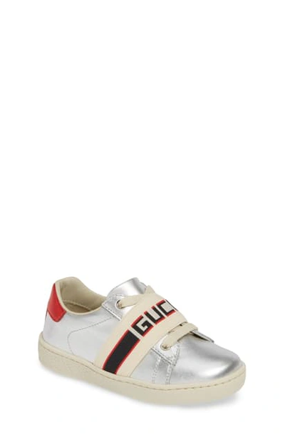 Shop Gucci New Ace Stripe Sneaker In Silver