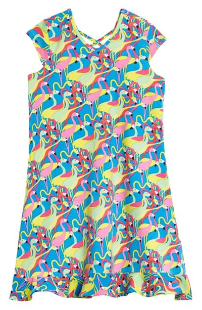 Shop Art & Eden Vivian Ruffle Hem A-line Dress In Pink Flamingo