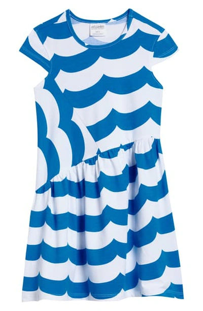 Shop Art & Eden Kai Asymmetrical Print Dress In Wave Stripe