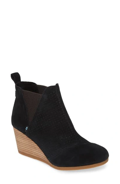 Shop Toms Kelsey Bootie In Black Perforated Suede