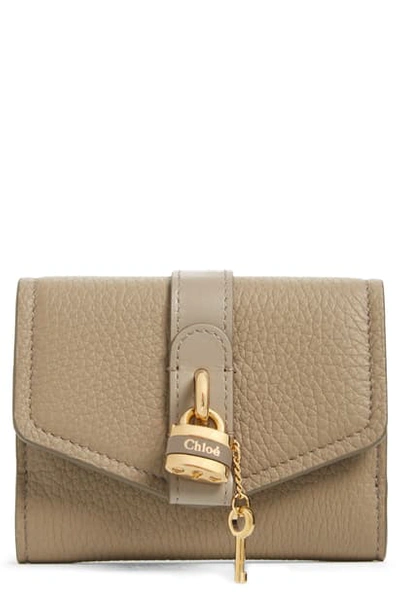 Shop Chloé Aby Leather French Wallet In Motty Grey