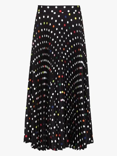 Shop Christopher Kane Long Polka-dot Pleated Skirt In Black