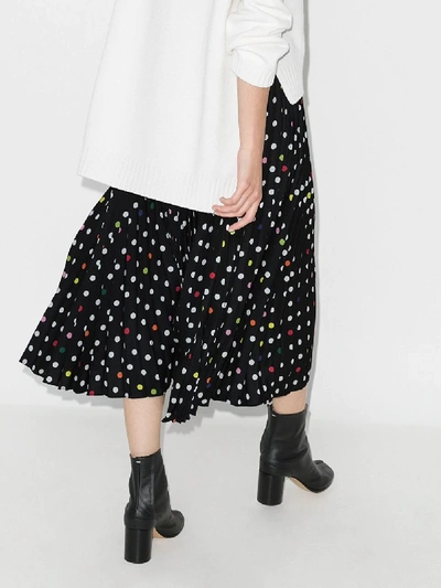 Shop Christopher Kane Long Polka-dot Pleated Skirt In Black