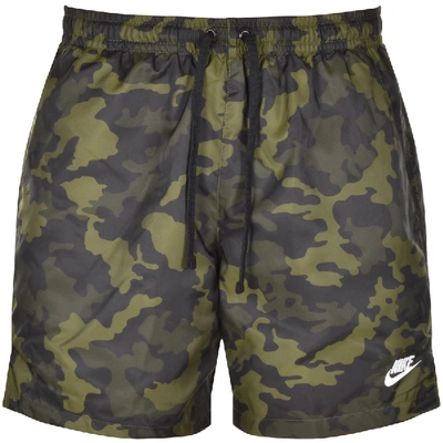Shop Nike Flow Camo Logo Swim Shorts Green