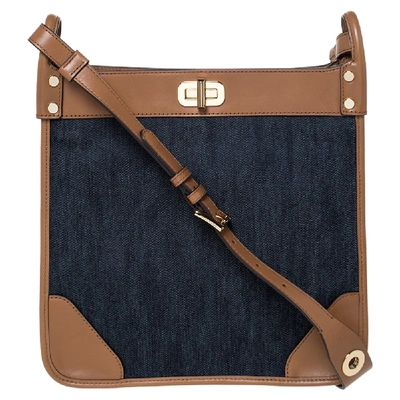 Pre-owned Michael Kors Blue/brown Denim And Leather Large Sullivan Messenger Bag