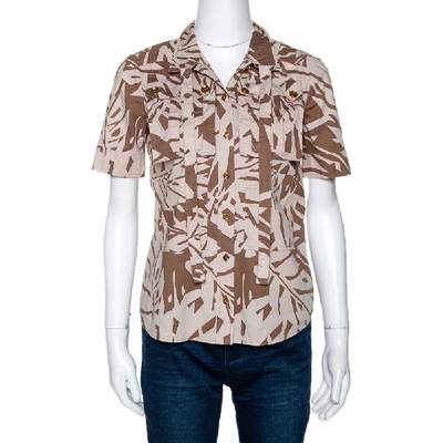 Pre-owned Gucci Brown Printed Cotton Short Sleeve Safari Shirt S