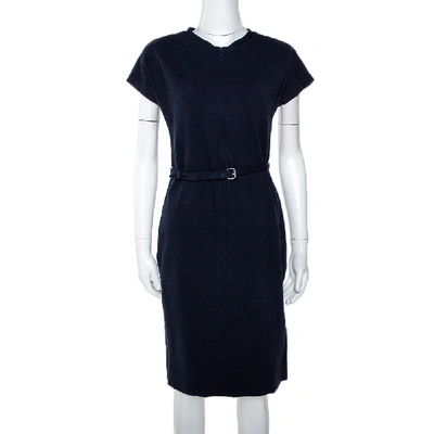 Pre-owned Diane Von Furstenberg Navy Blue Belted Maizah Dress M
