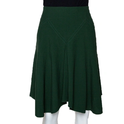 Pre-owned Chloé Forest Green Crepe Flared Skirt M