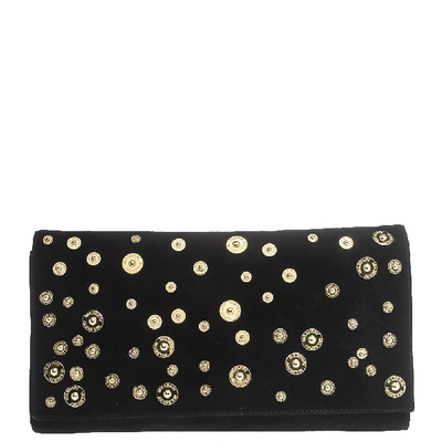 Pre-owned Mulberry Black Suede Studded Flap Clutch