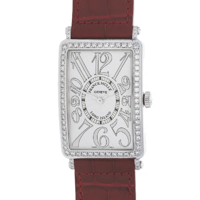 Pre-owned Franck Muller Silver Diamond Stainless Steel Long Island 1002 Qz Rel D1 Ac Women's Wristwatch 43 X 30.5 Mm