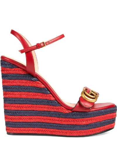 Shop Gucci Double G Espadrille Sandals In Red