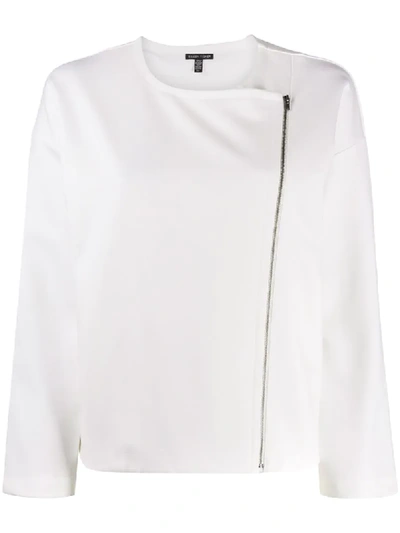 Shop Eileen Fisher Round Neck Biker Jacket In White