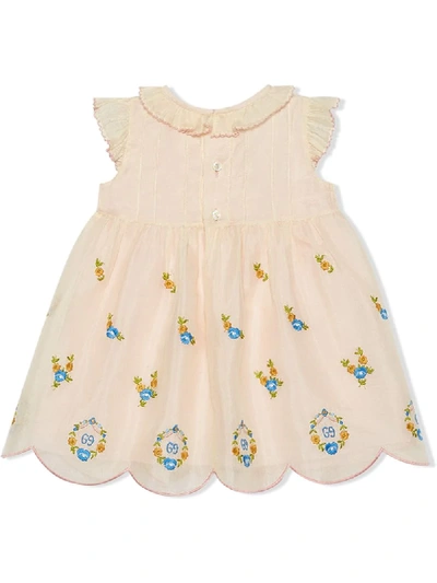 Shop Gucci Gg Embroidered Dress In White