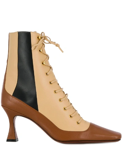 Shop Manu Atelier Leather Ankle Boots In Beige