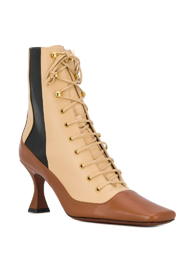 Shop Manu Atelier Leather Ankle Boots In Beige