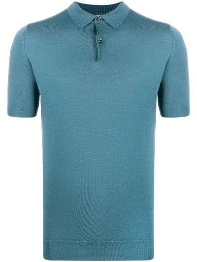 Shop John Smedley Fine Knitted Polo Shirt In Blue