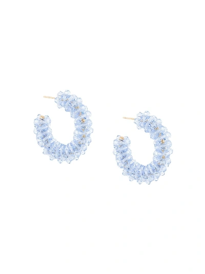 Shop Simone Rocha Beaded Hoop Earrings In Blue