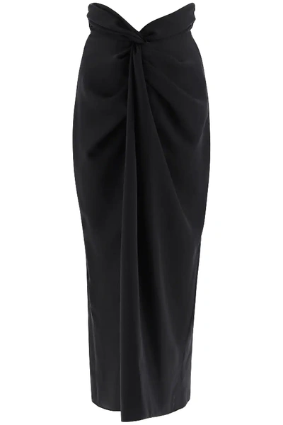 Shop A.w.a.k.e. Draped Skirt With Knots In Black