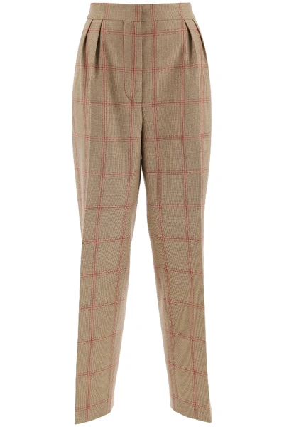 Shop Marni Checkered Trousers In Beige,red