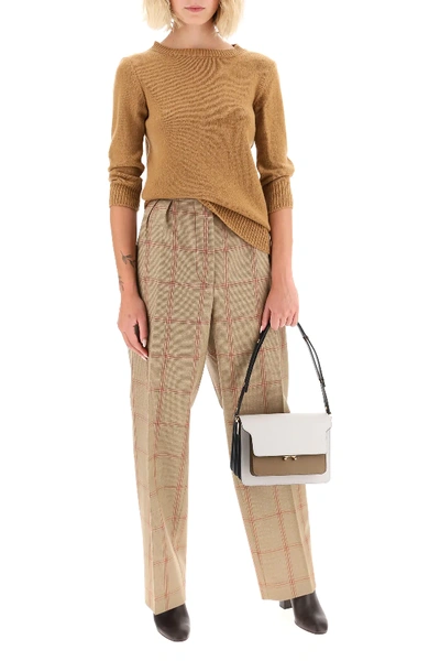 Shop Marni Checkered Trousers In Beige,red