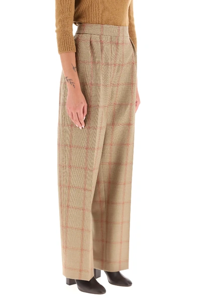 Shop Marni Checkered Trousers In Beige,red