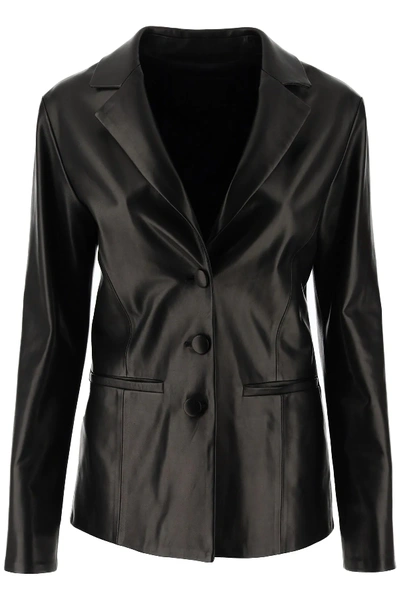 Shop Drome Leather Blazer In Black