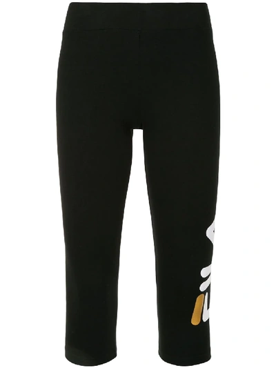 Shop Fila Cropped-leggings Mit Logo In Black