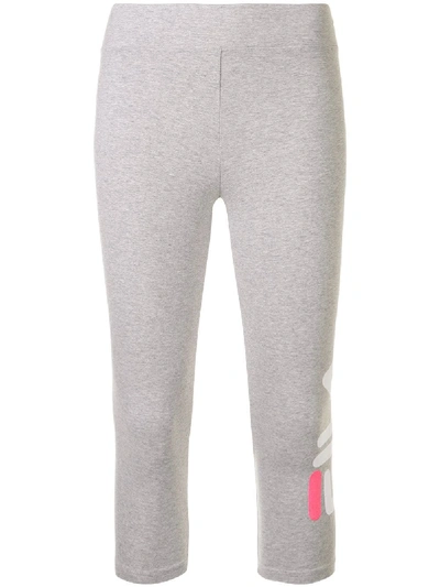 Shop Fila Logo Cropped Leggings In Grey