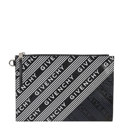 Shop Givenchy Medium Leather Logo Stripe Pouch