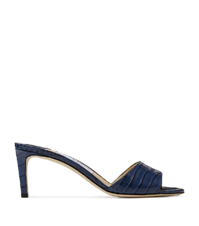 Shop Jimmy Choo Stacey 65 Croc-embossed Leather Sandals