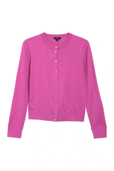 Shop J Crew Front Button Knit Cardigan In Vintage Fuchsia