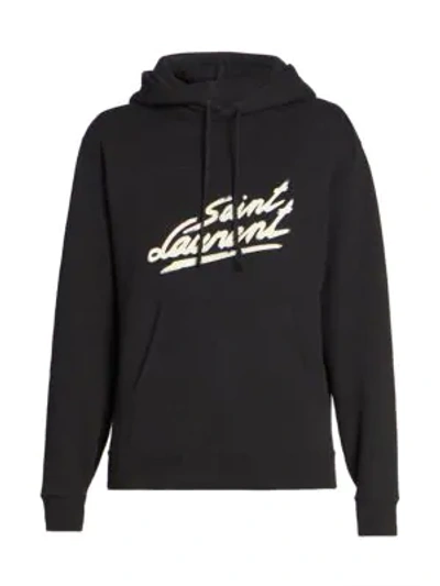 Shop Saint Laurent Women's Logo Hoodie In Black Multi
