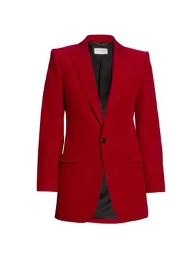 Shop Saint Laurent Women's Corduroy Jacket In Rouge