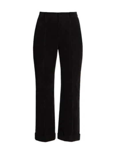 Shop Saint Laurent Women's Cropped Cord Pants In Nero