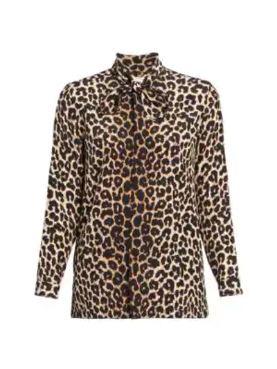 Shop Saint Laurent Silk Leopard-print Blouse