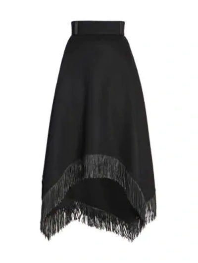 Shop Saint Laurent Women's Wool & Cashmere Fringe Skirt In Nero