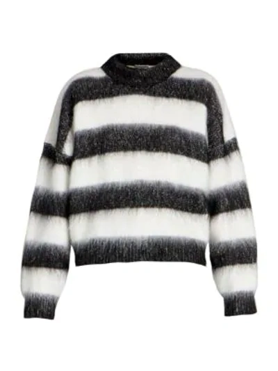 Shop Saint Laurent Women's Mohair-blend Striped Sweater In Black Multi