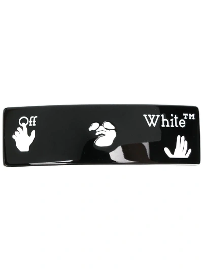 Shop Off-white Graphic-print Hair-clip In Black